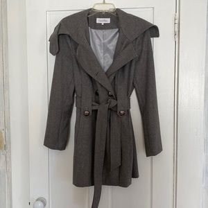 Calvin Klein wool coat, grey double breasted pea coat